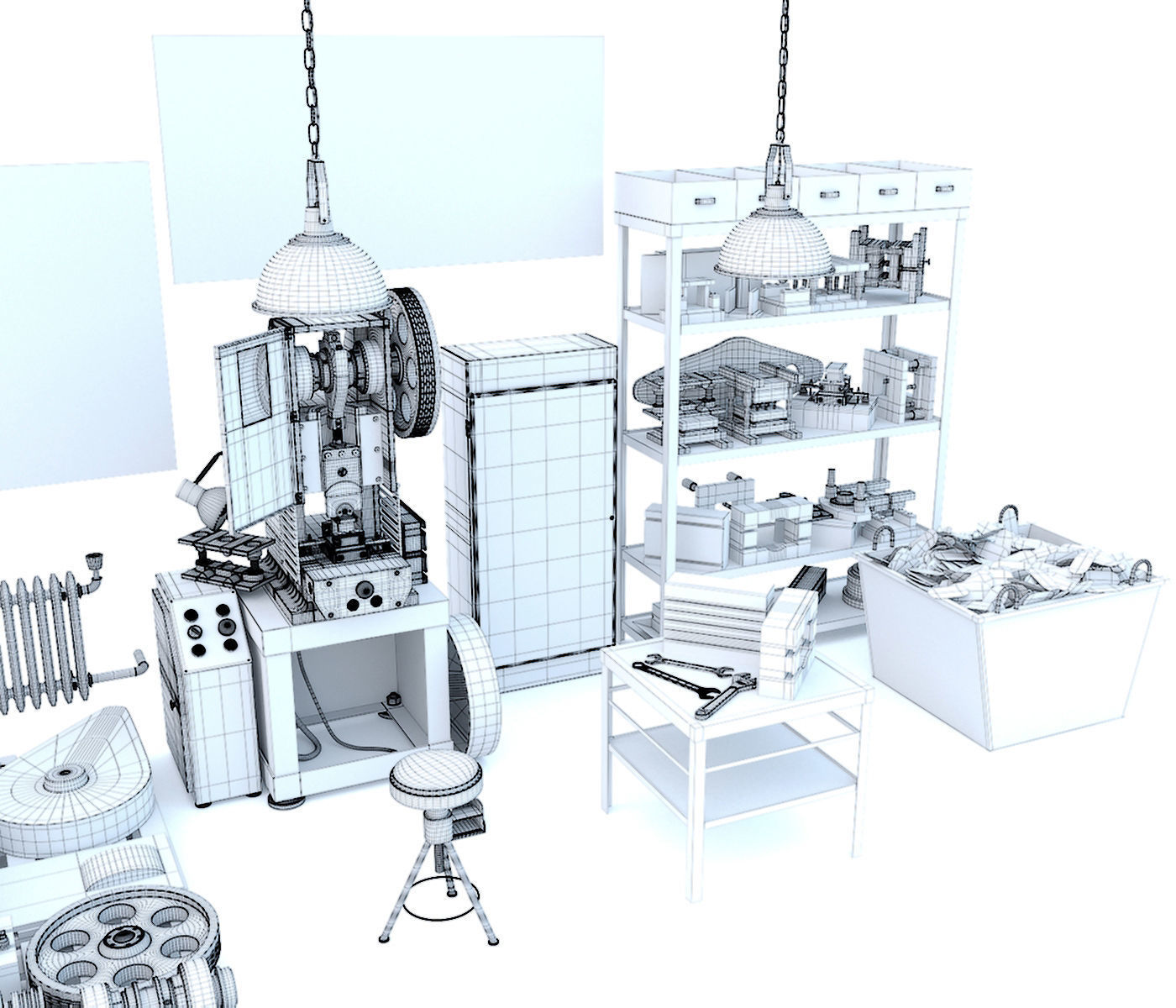 Mechanical press - Collection for industrial interior one 3D model_34