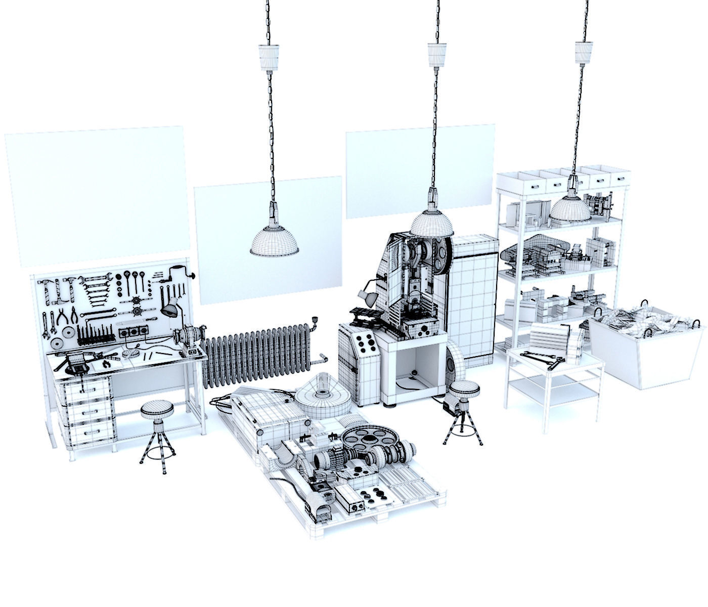 Mechanical press - Collection for industrial interior one 3D model_33