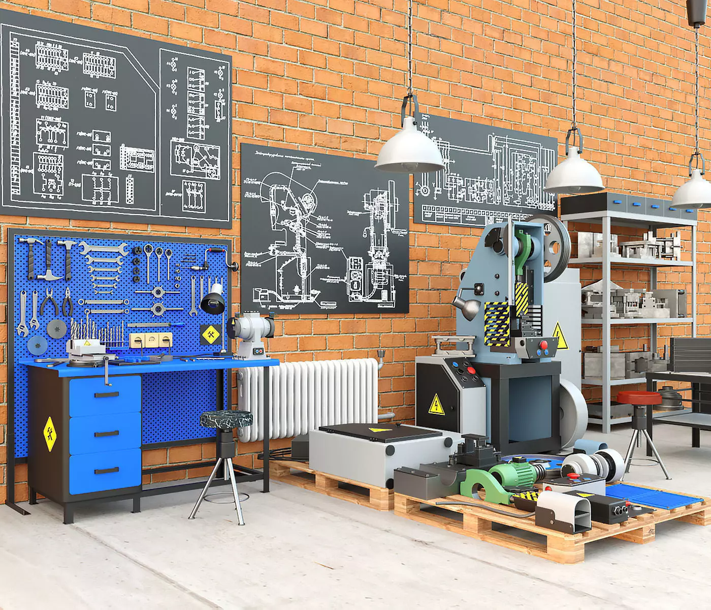 Mechanical press - Collection for industrial interior one 3D model_0