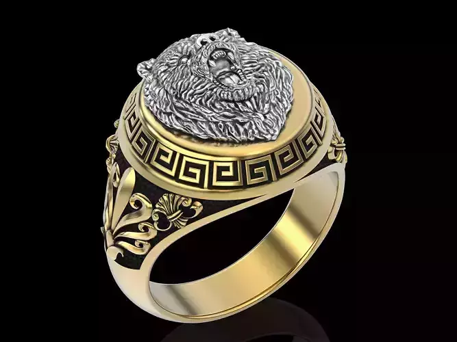 Bear man ring  gold  printable jewelry 3D model