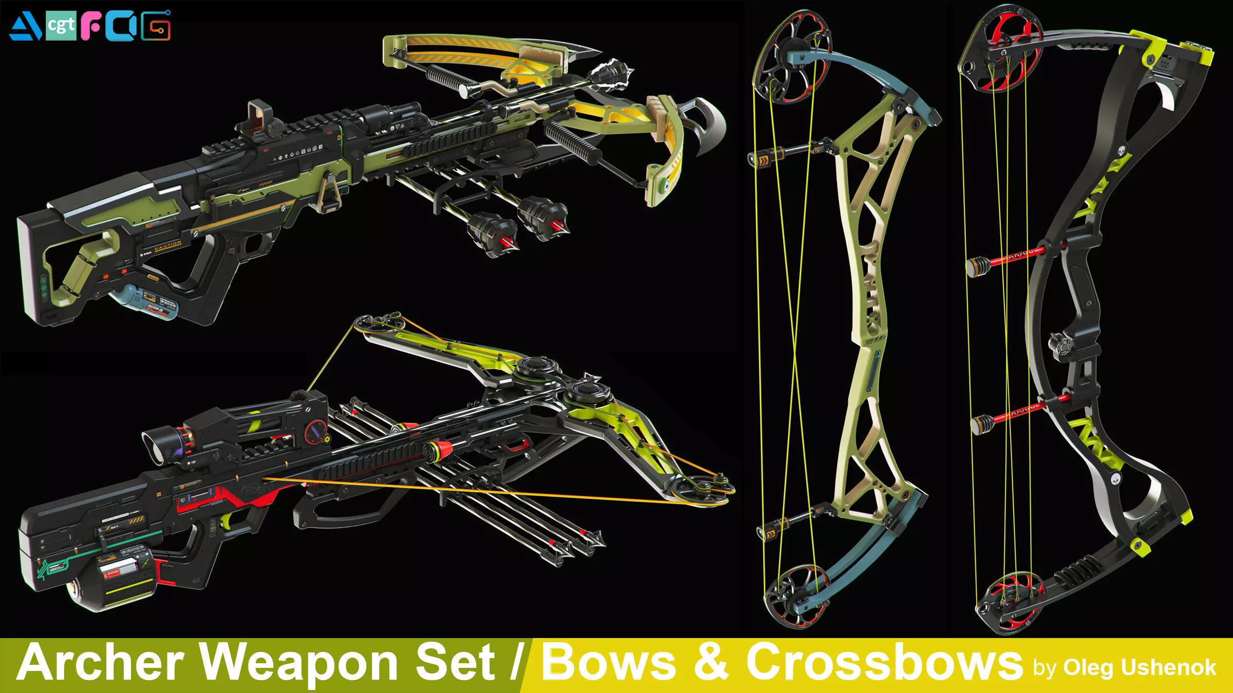 Archer Weapon Set 3D model_0