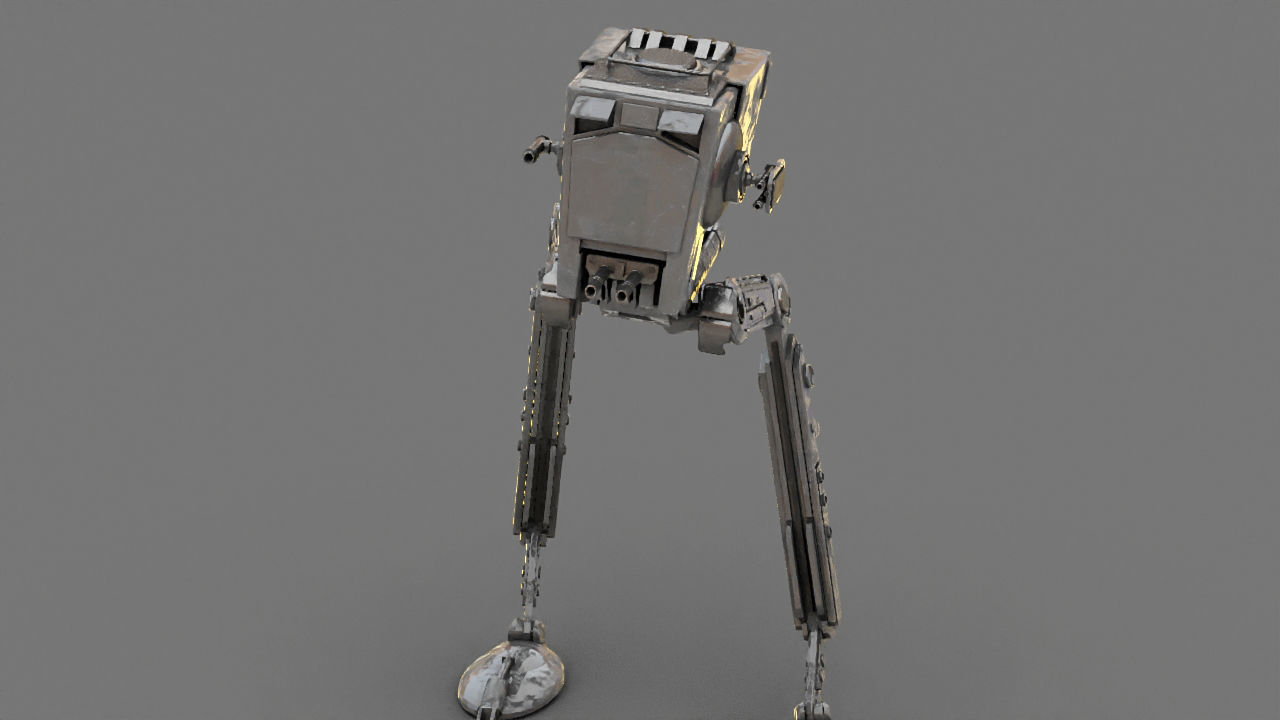 AT-ST Walker rigged - animated character 3D model_4