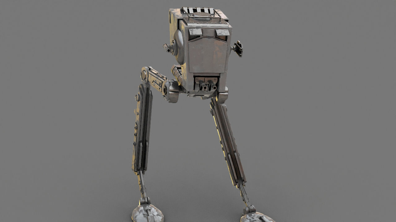 AT-ST Walker rigged - animated character 3D model_3