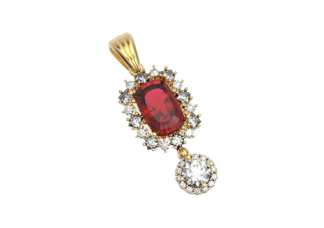 pendant with stones 3D print model_9