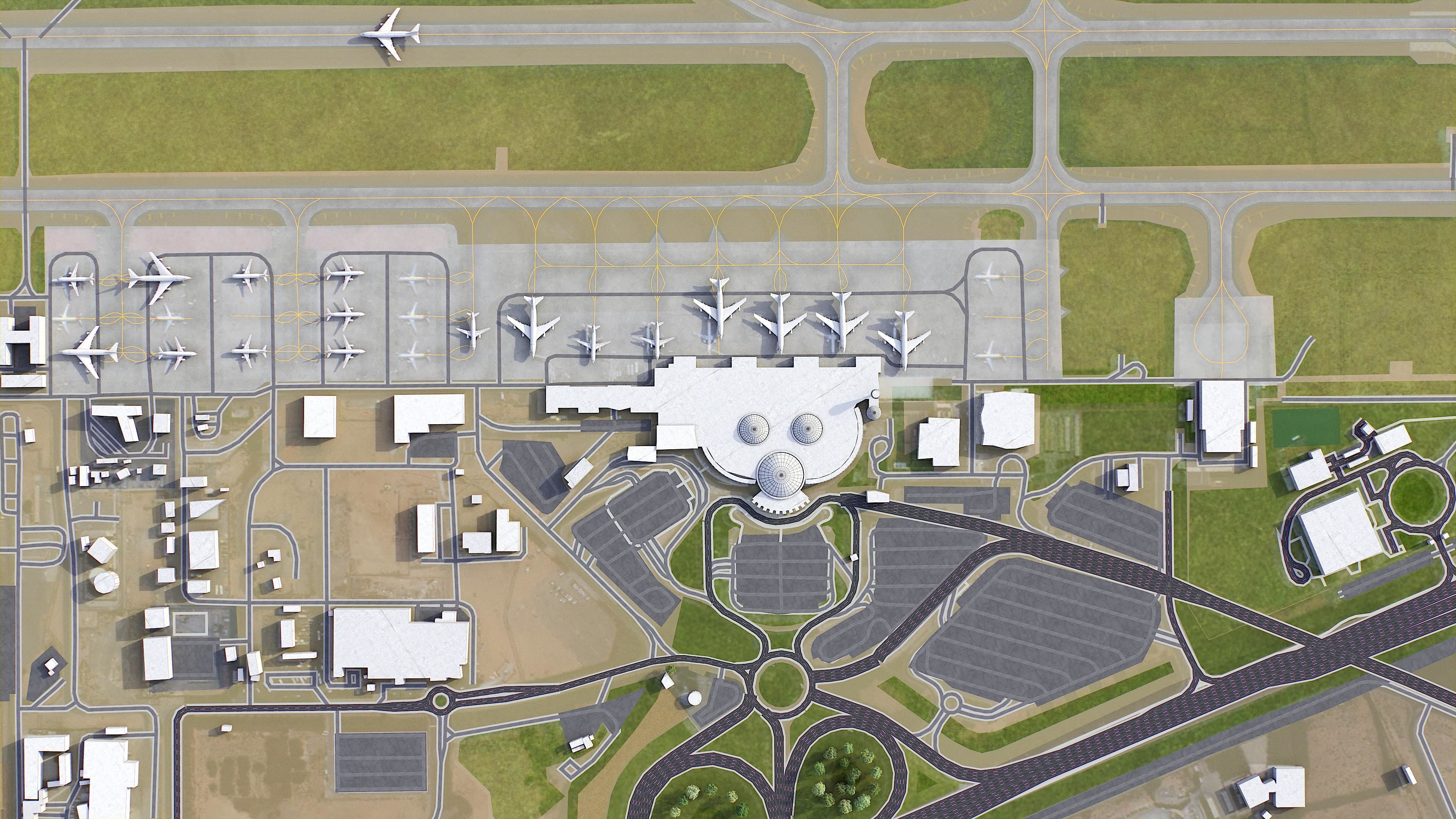 Sharjah Airport Low-poly 3D model_1