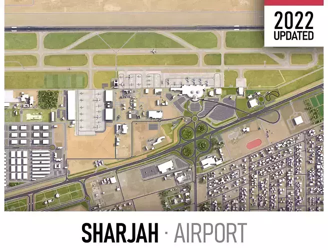 Sharjah Airport Low-poly 3D model