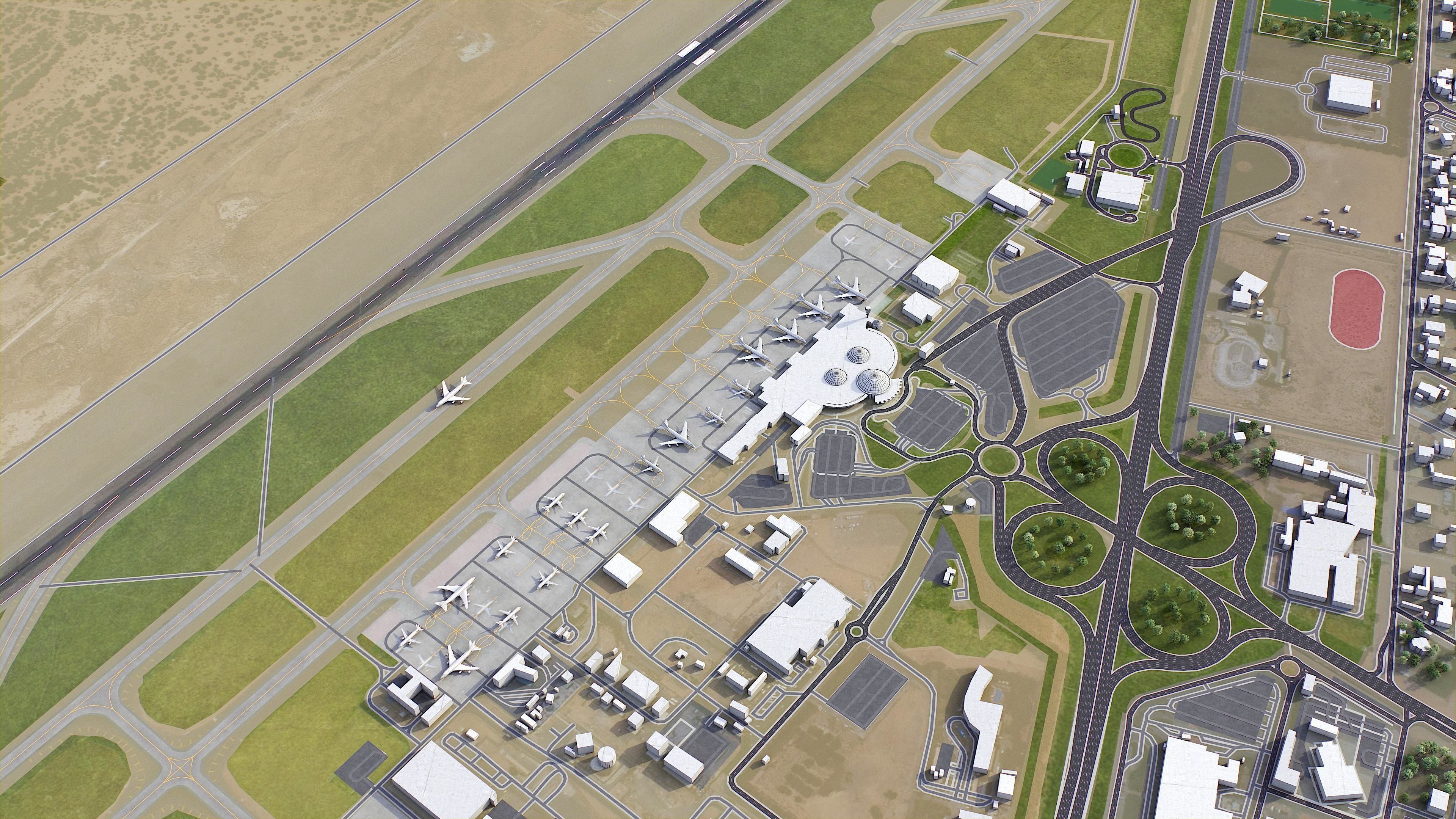 Sharjah Airport Low-poly 3D model_3