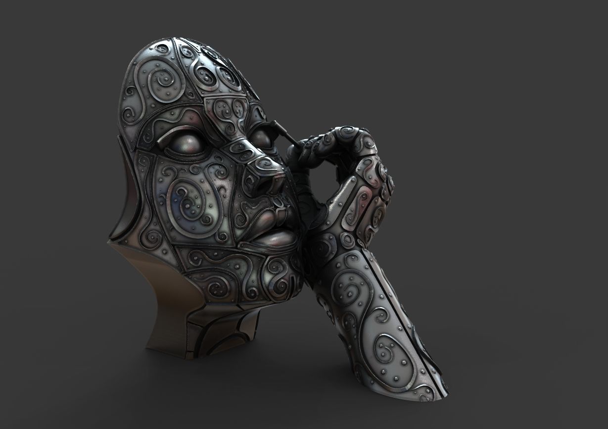 Maskara sculpture  3D print model_22
