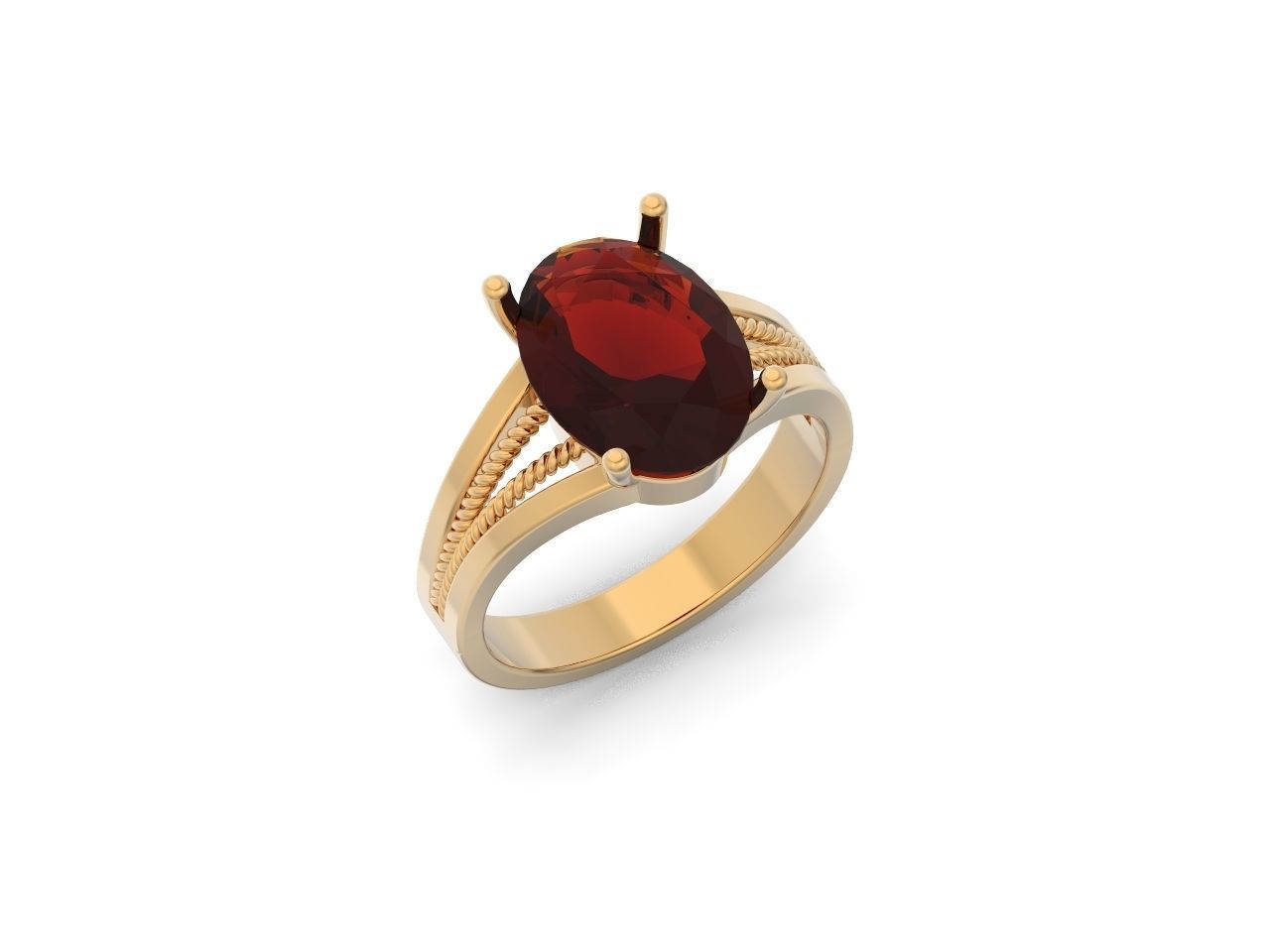 big oval stone ring 3D print model_20