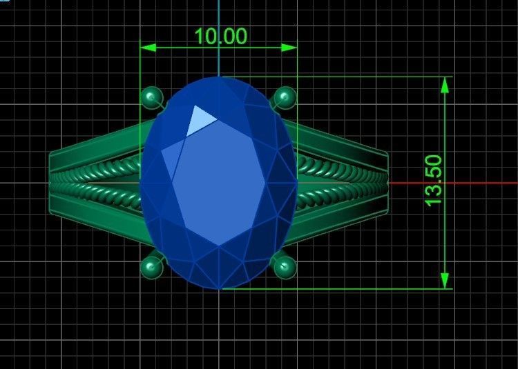 big oval stone ring 3D print model_6