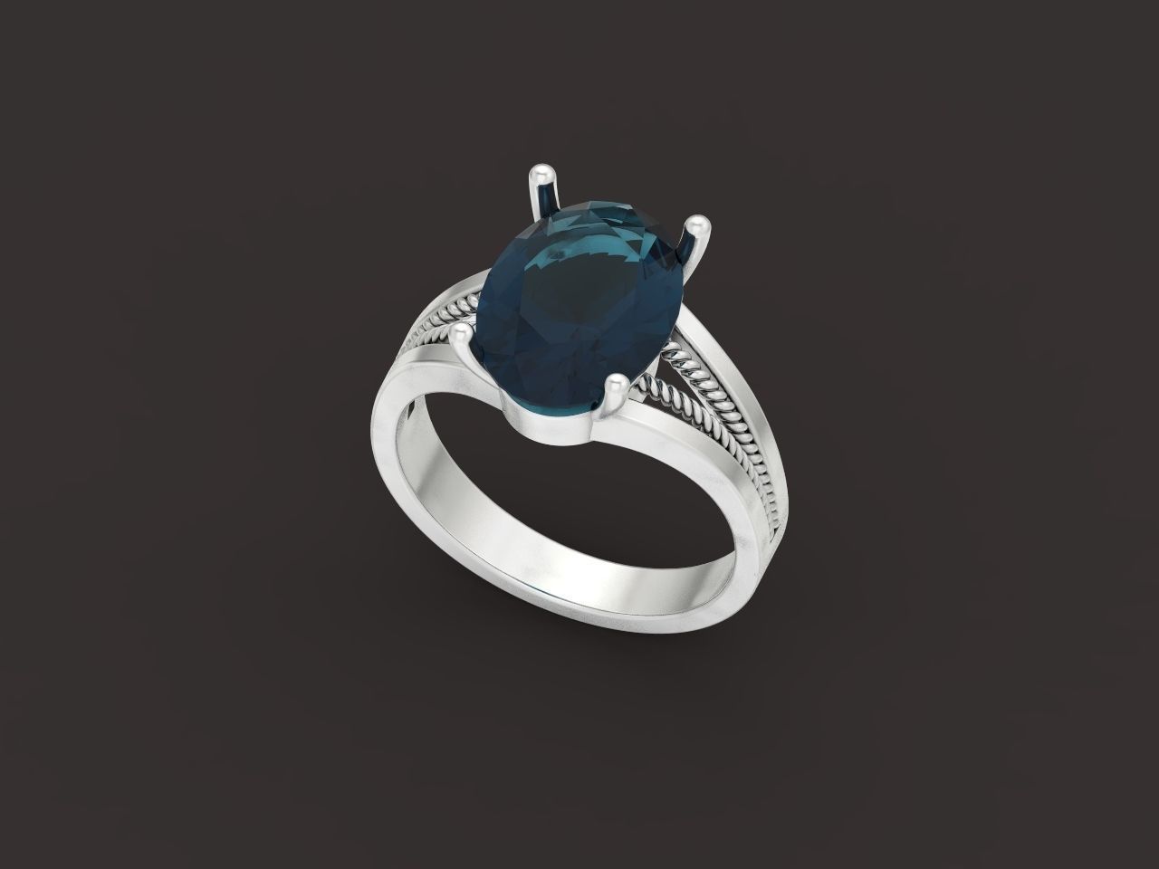 big oval stone ring 3D print model_30
