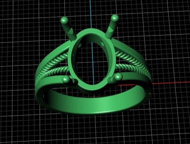 big oval stone ring 3D print model_40