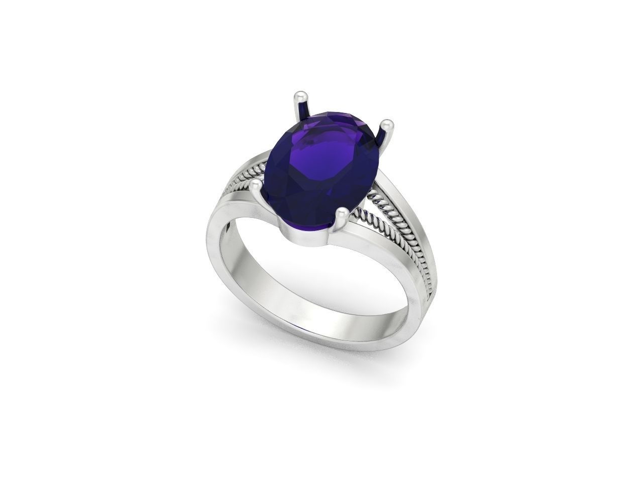 big oval stone ring 3D print model_29