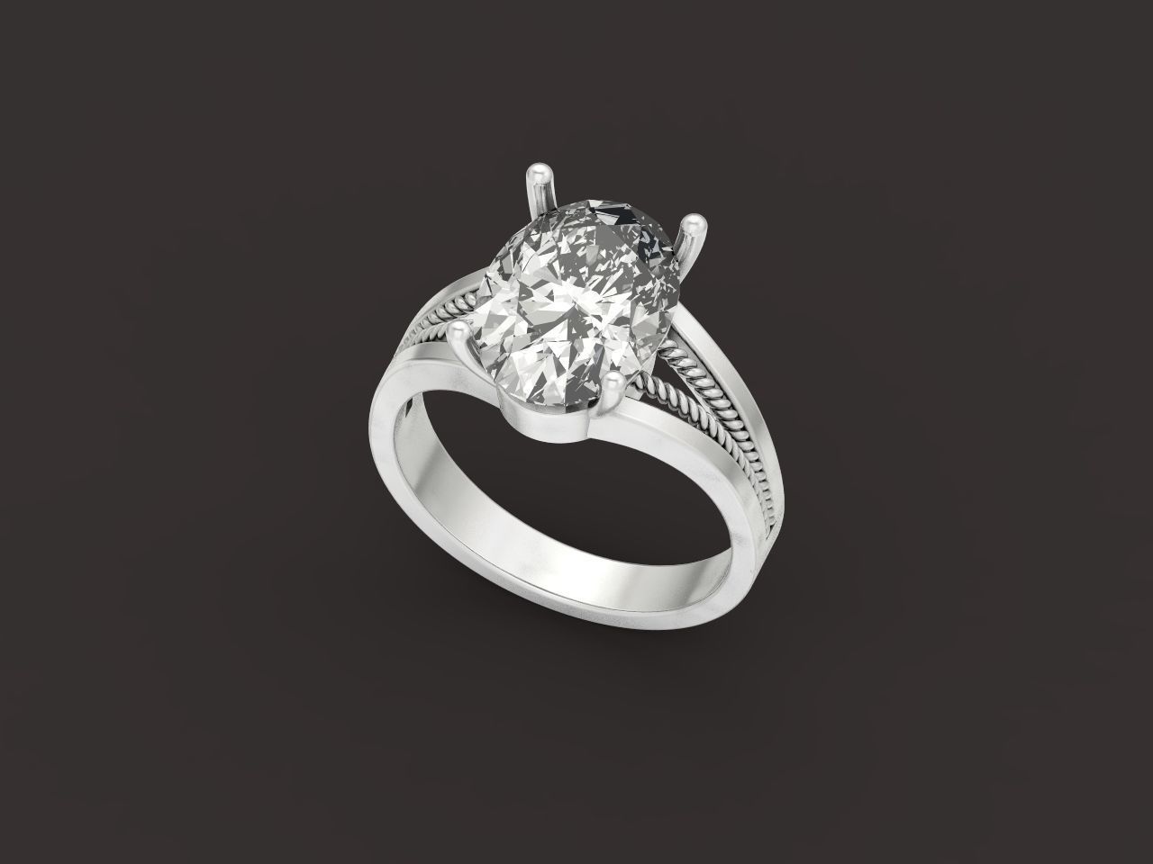 big oval stone ring 3D print model_31