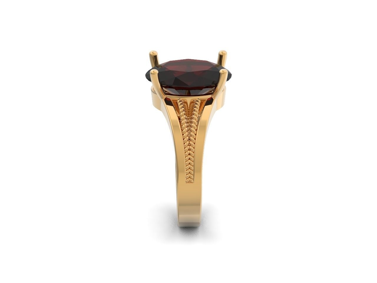 big oval stone ring 3D print model_22