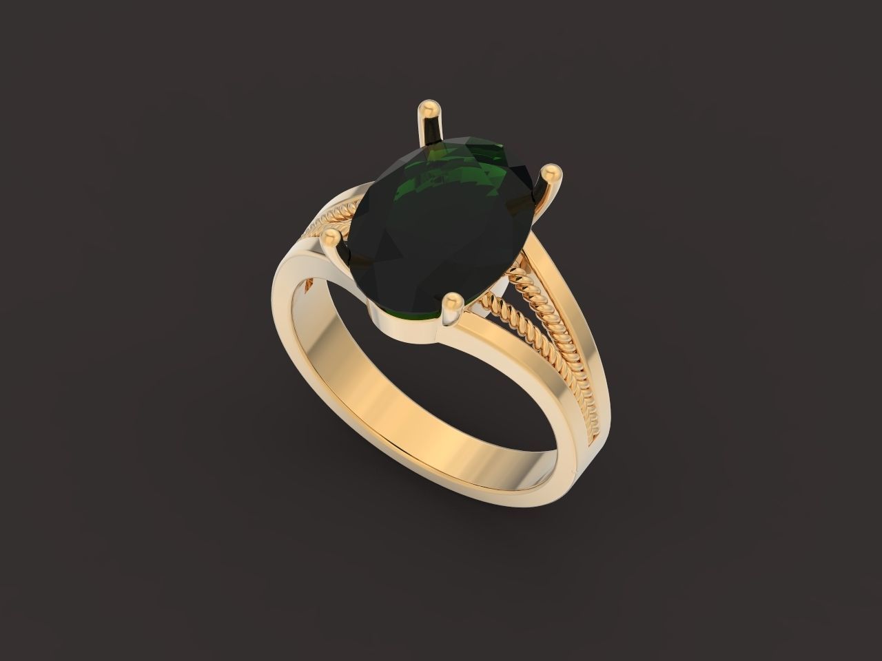 big oval stone ring 3D print model_32