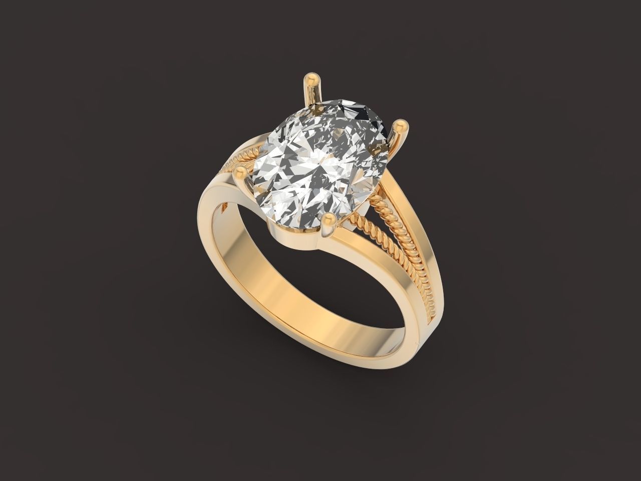 big oval stone ring 3D print model_11