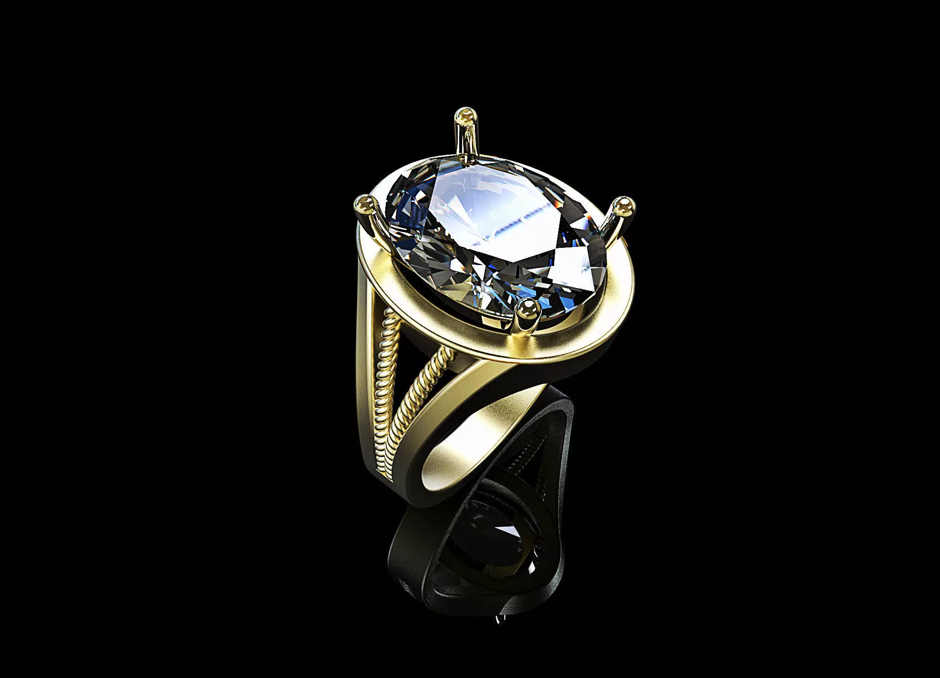 big oval stone ring 3D print model_0