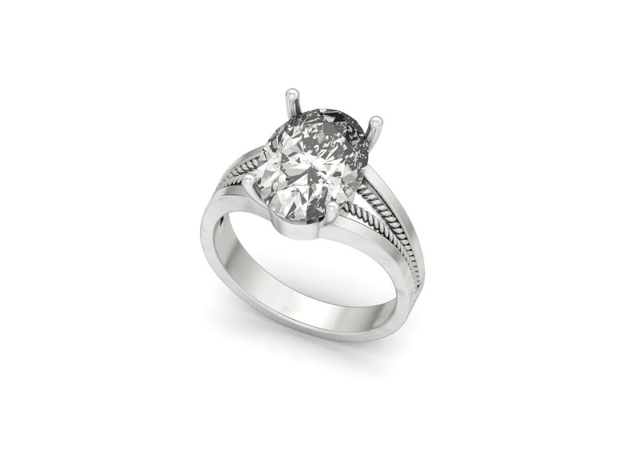 big oval stone ring 3D print model_27