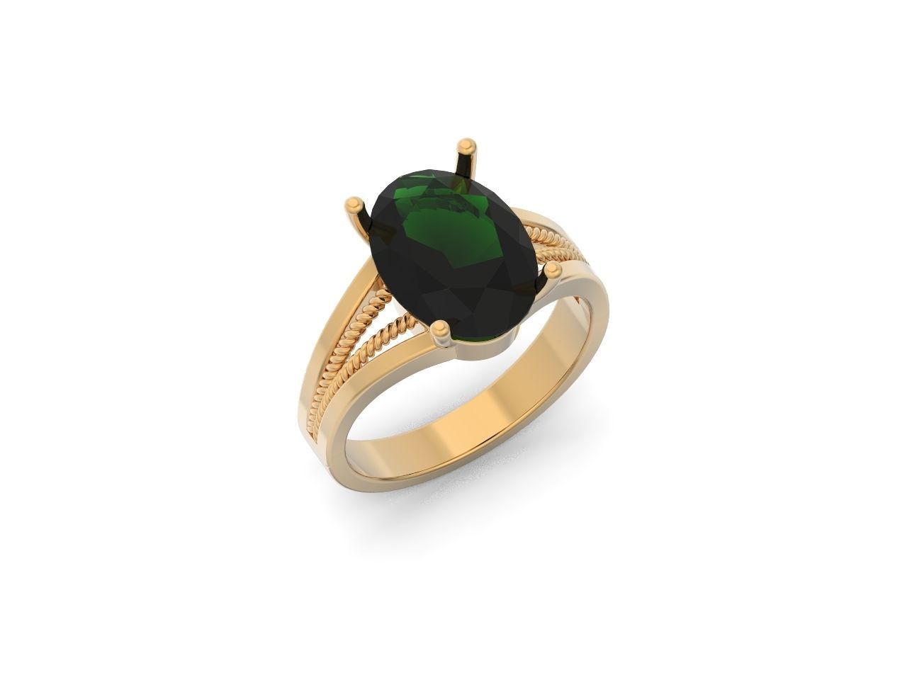 big oval stone ring 3D print model_19