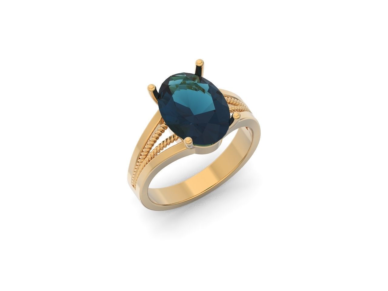 big oval stone ring 3D print model_18