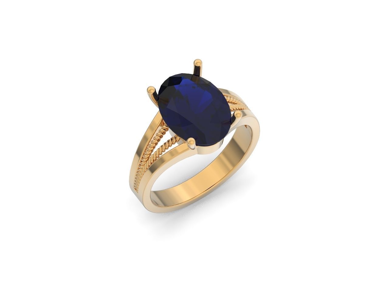 big oval stone ring 3D print model_24