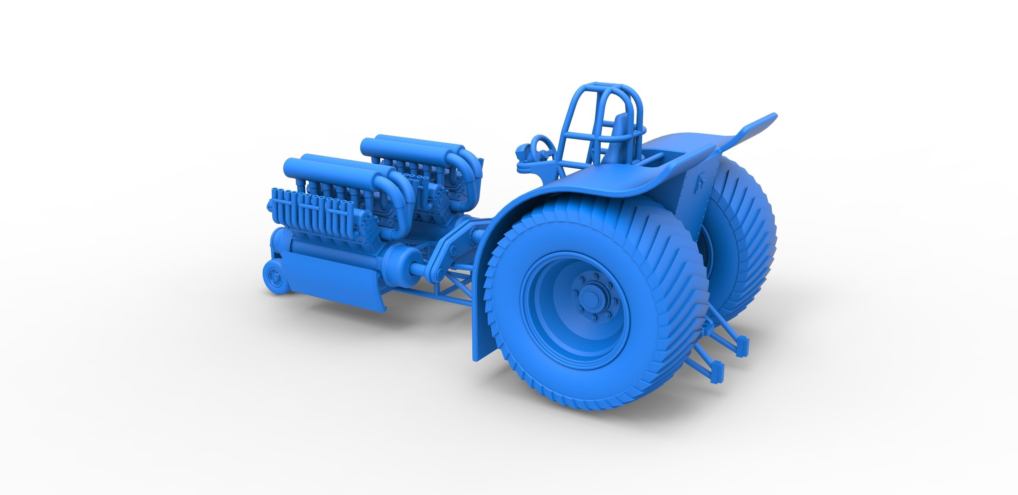 Pulling tractor with 2 engines V12 Scale 1 to 25 3D print model_23