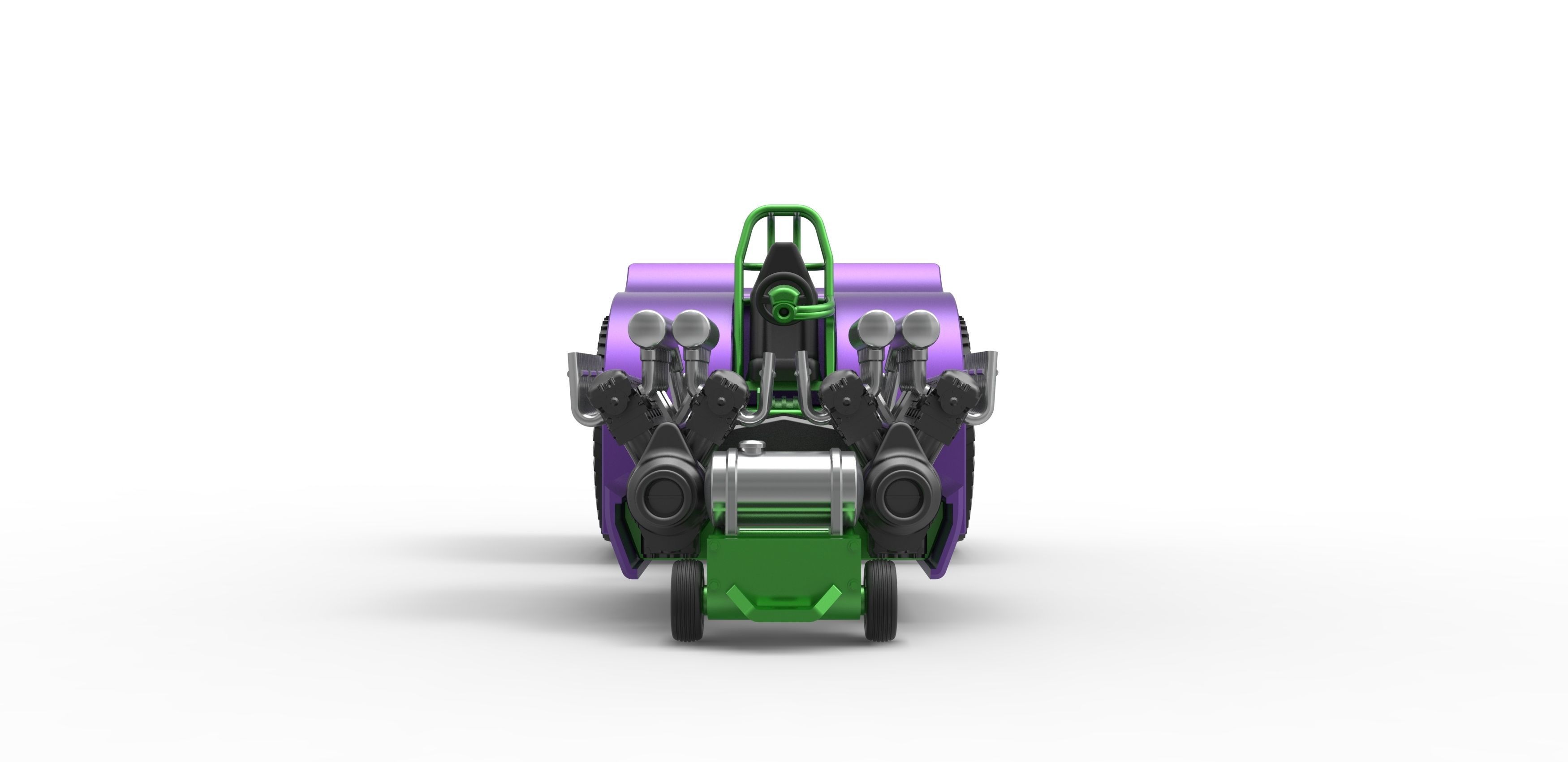 Pulling tractor with 2 engines V12 Scale 1 to 25 3D print model_6