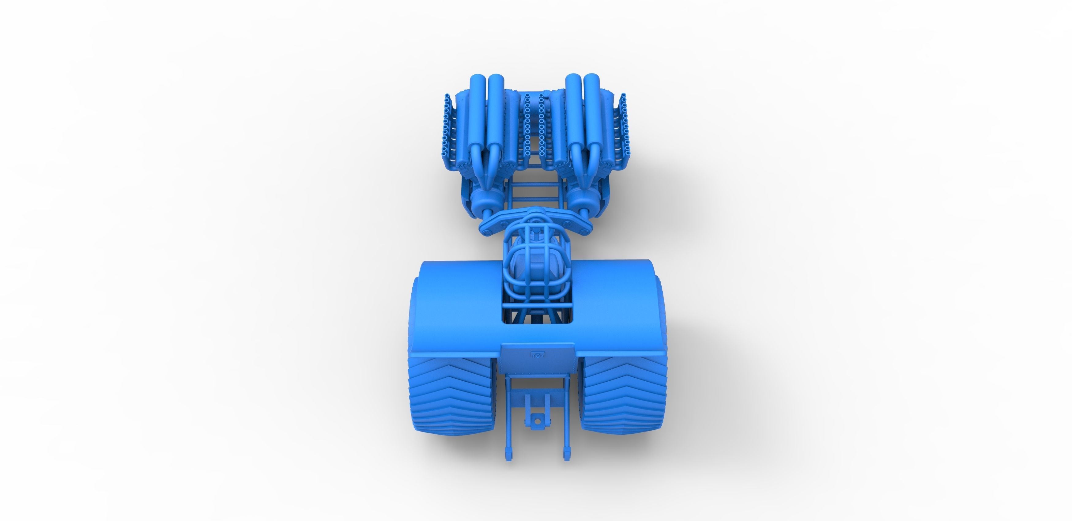 Pulling tractor with 2 engines V12 Scale 1 to 25 3D print model_25