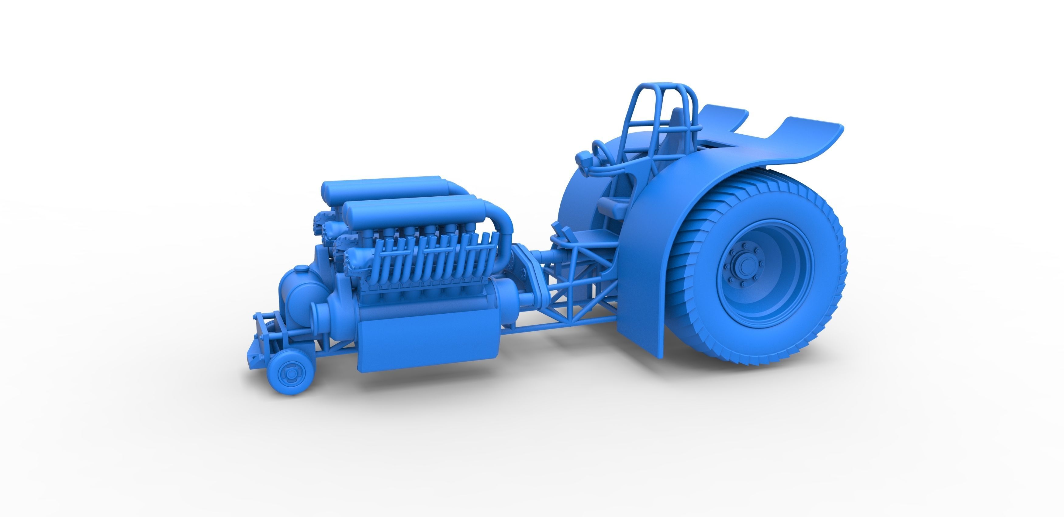 Pulling tractor with 2 engines V12 Scale 1 to 25 3D print model_14