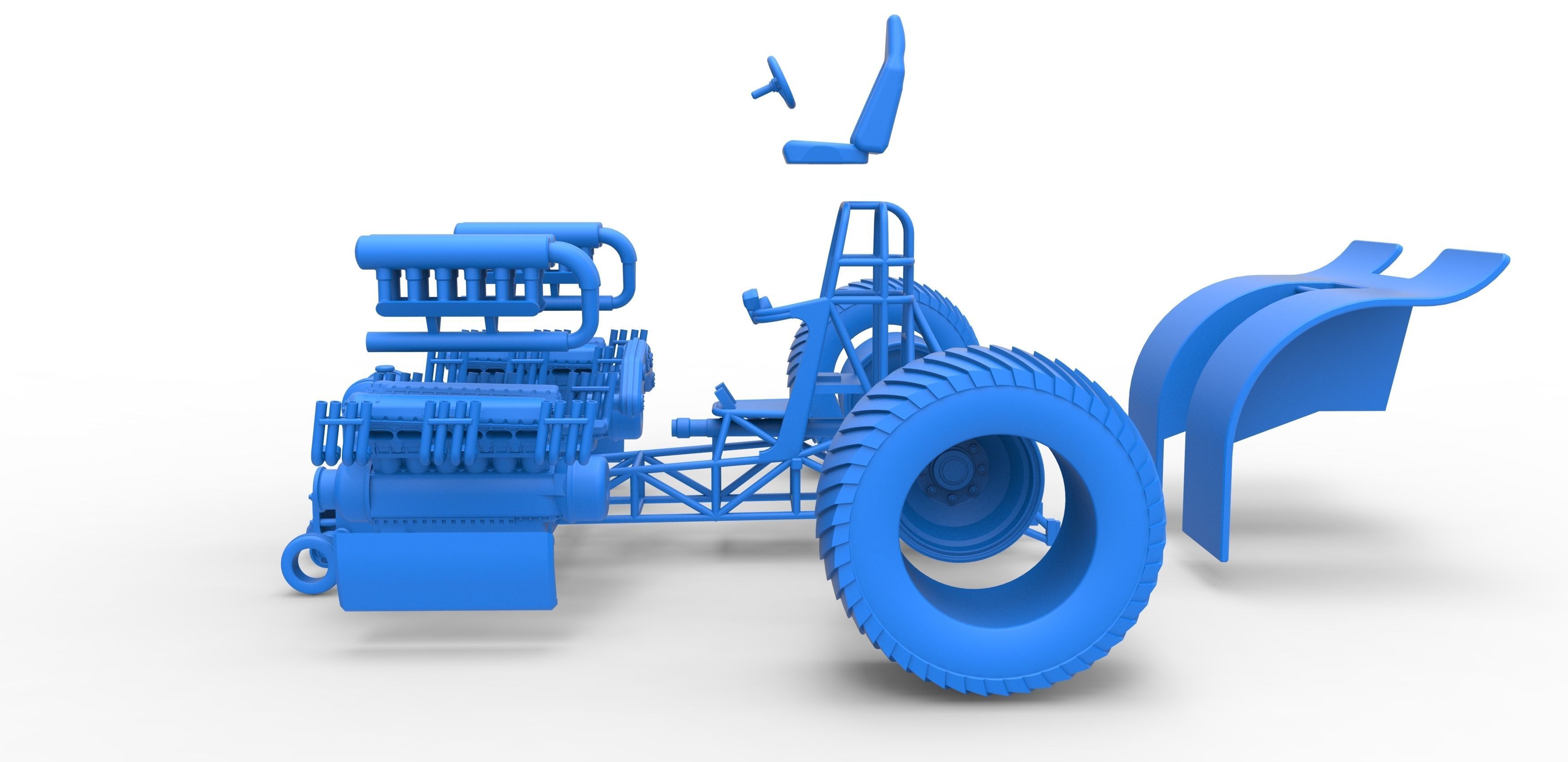 Pulling tractor with 2 engines V12 Scale 1 to 25 3D print model_31