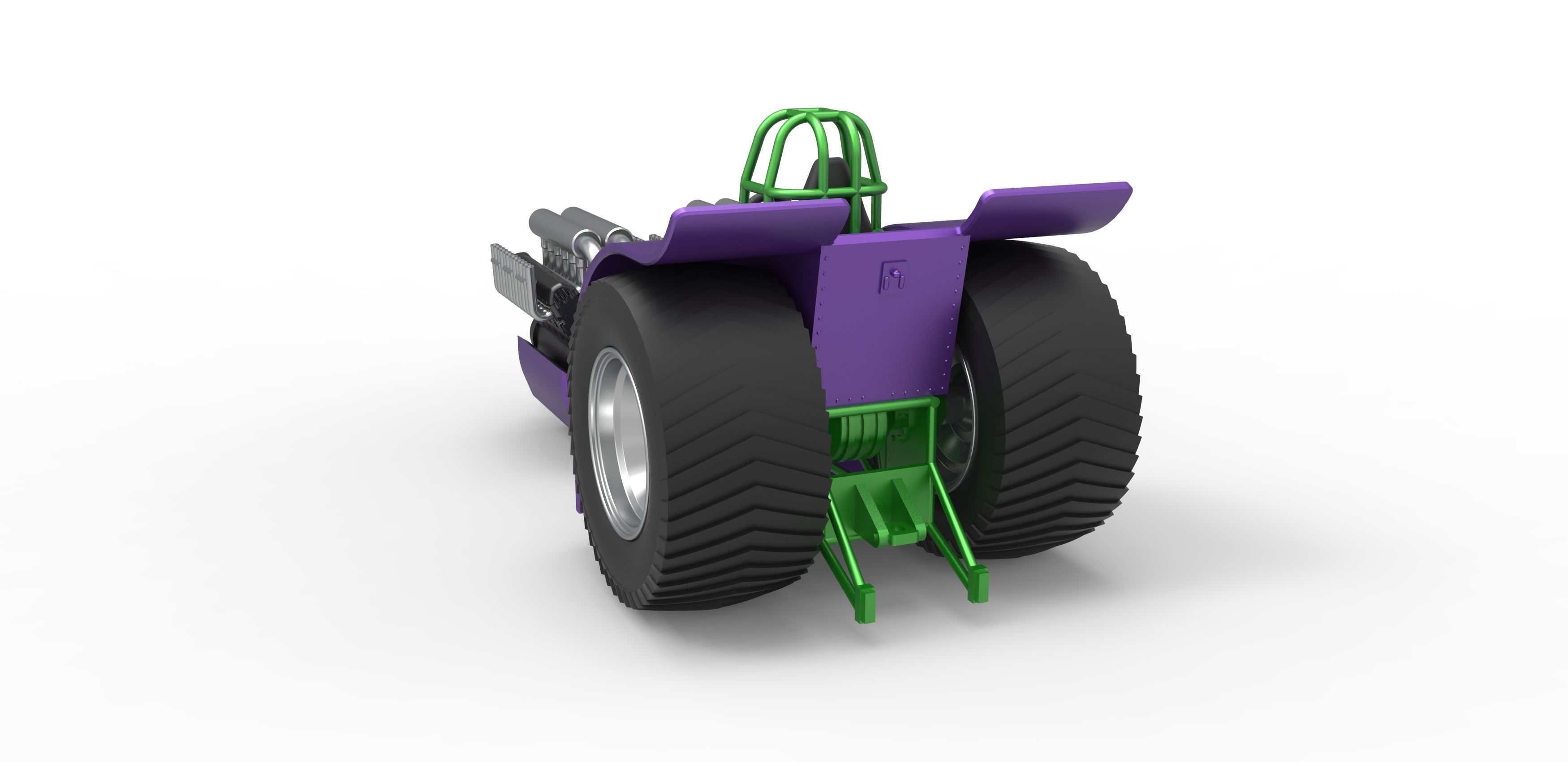 Pulling tractor with 2 engines V12 Scale 1 to 25 3D print model_11
