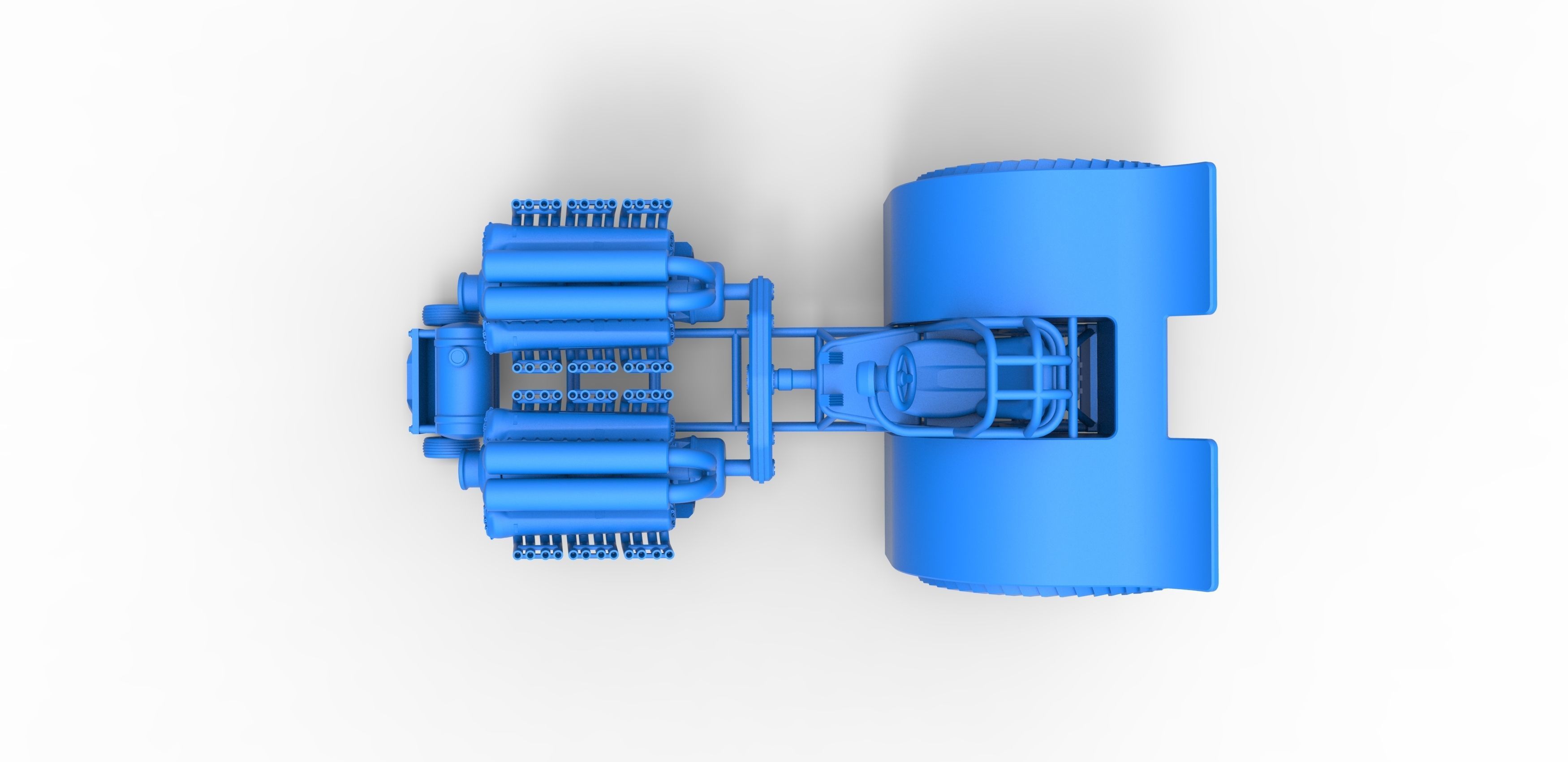 Pulling tractor with 2 engines V12 Scale 1 to 25 3D print model_22