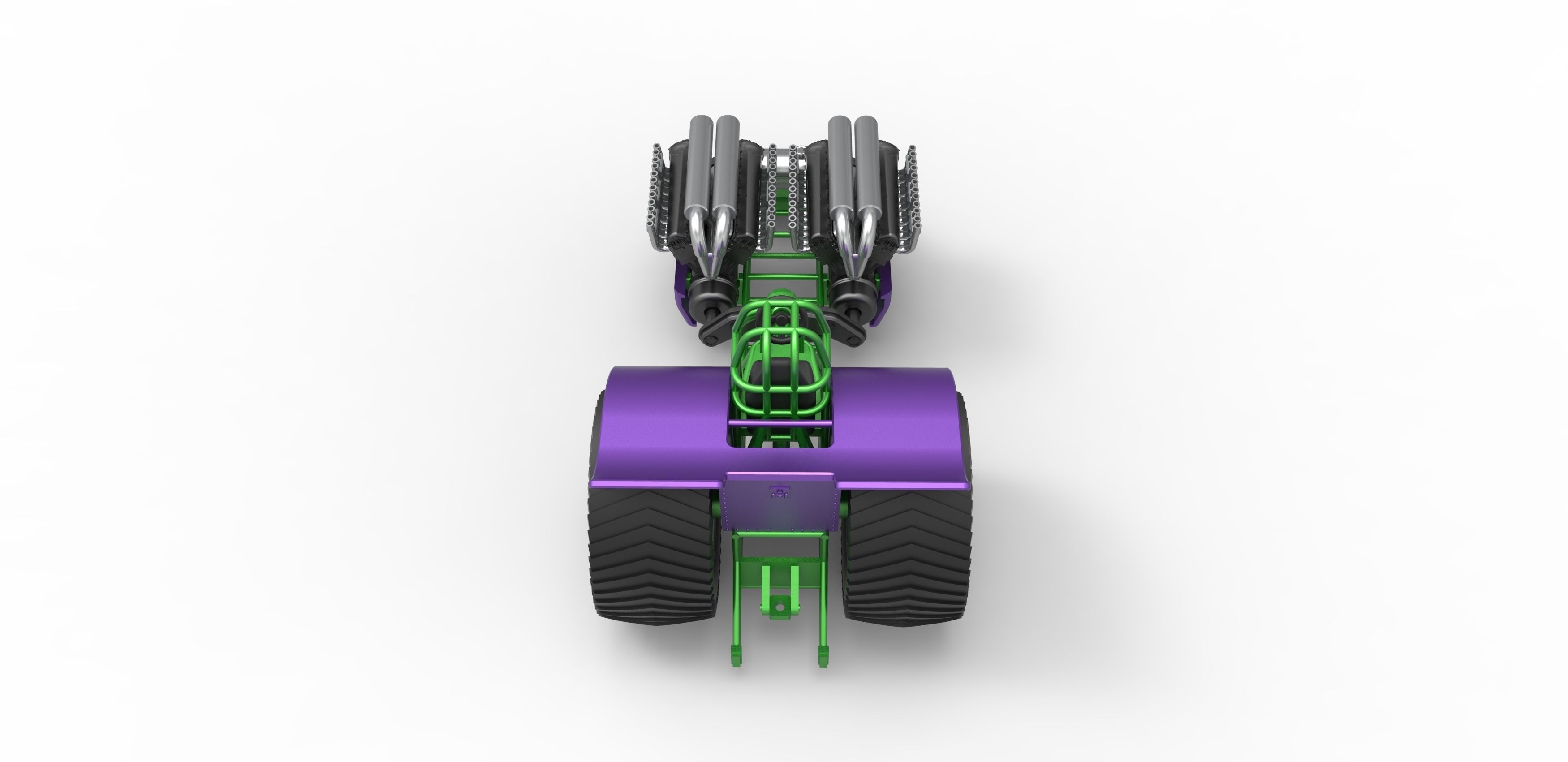 Pulling tractor with 2 engines V12 Scale 1 to 25 3D print model_12