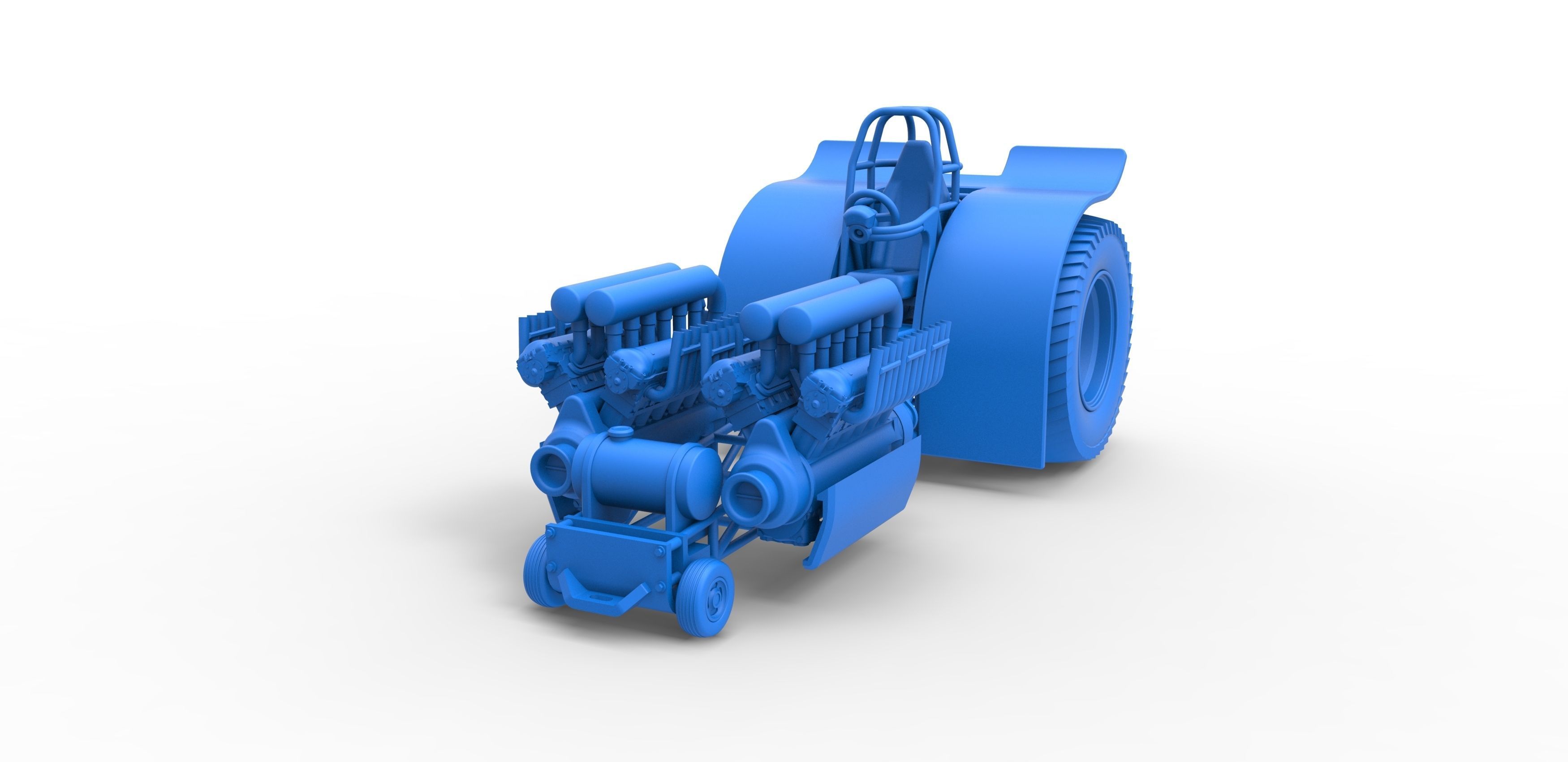 Pulling tractor with 2 engines V12 Scale 1 to 25 3D print model_16