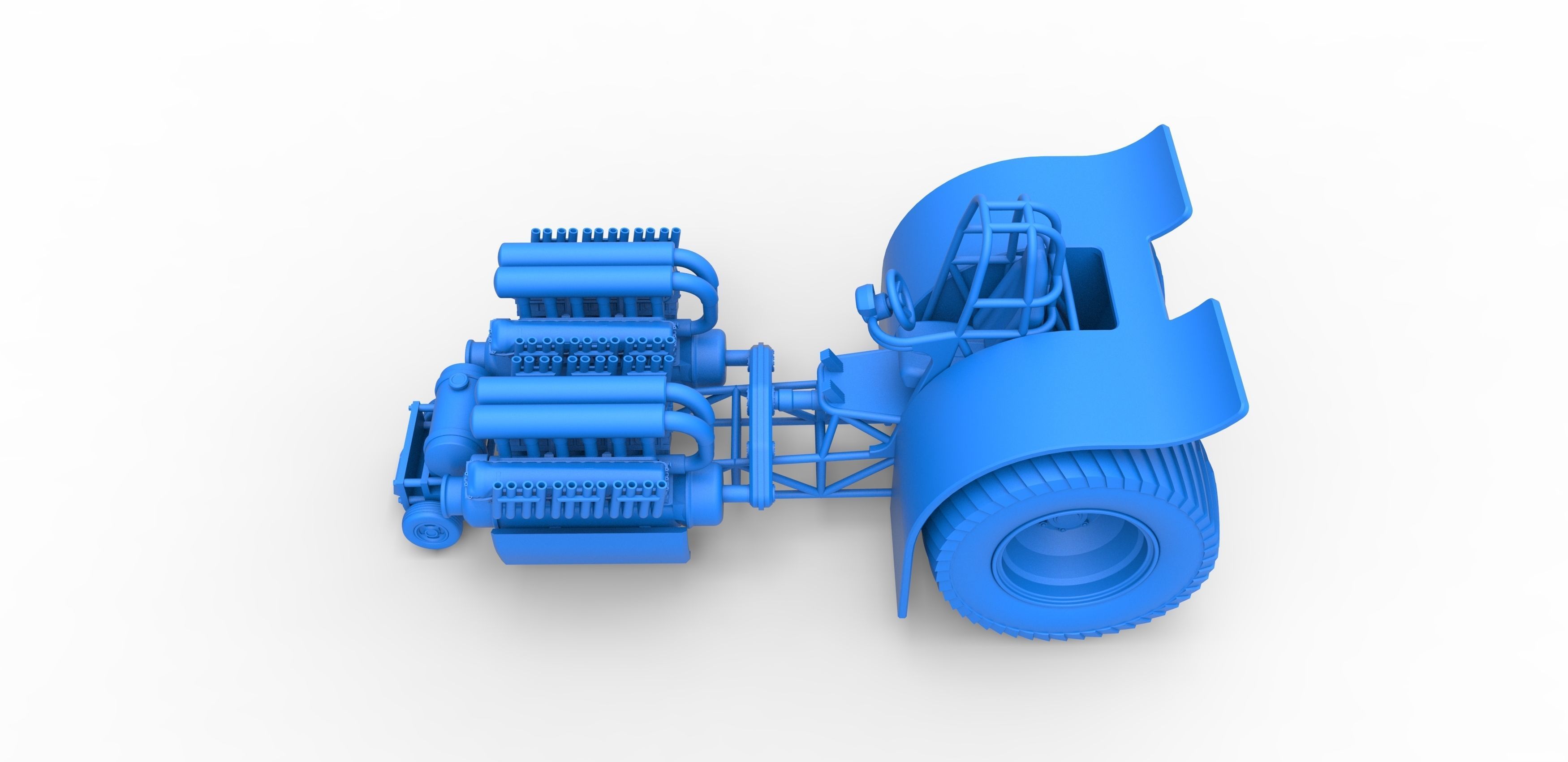Pulling tractor with 2 engines V12 Scale 1 to 25 3D print model_21