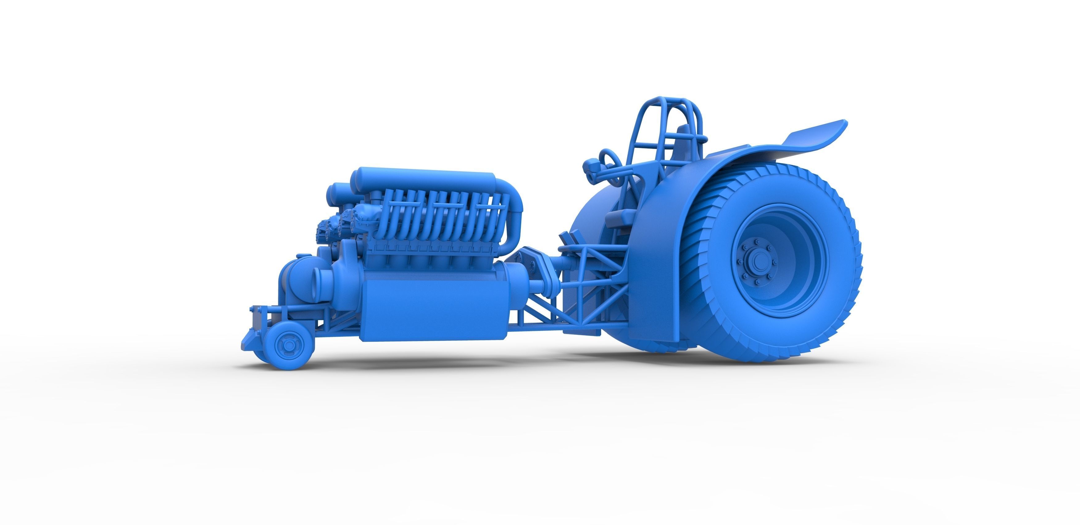 Pulling tractor with 2 engines V12 Scale 1 to 25 3D print model_15