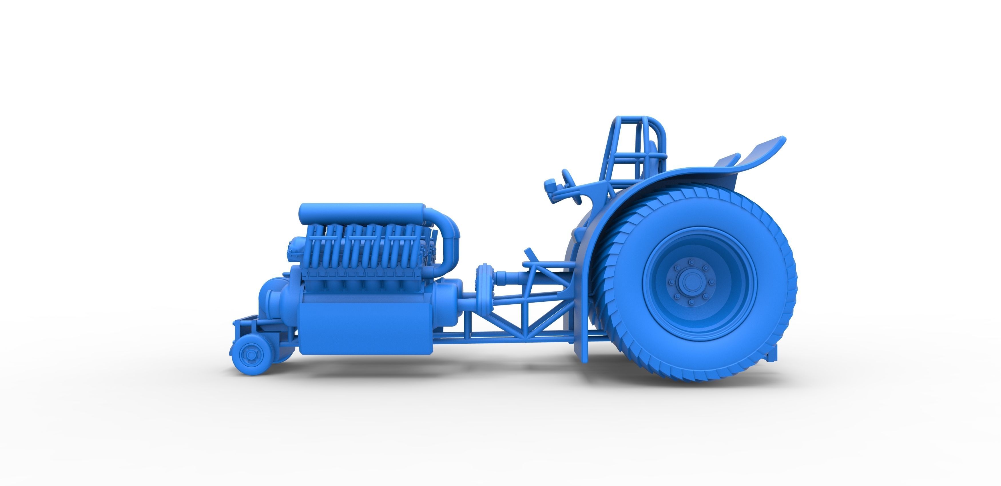 Pulling tractor with 2 engines V12 Scale 1 to 25 3D print model_20