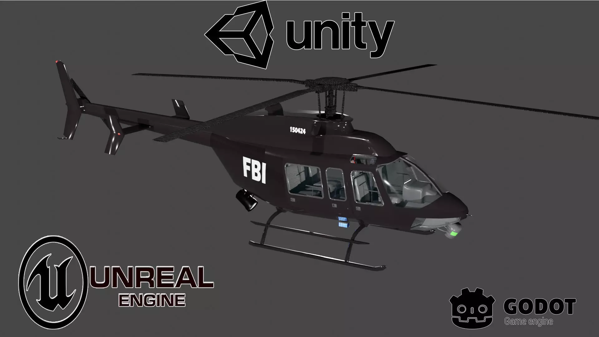 helicopter FBI Low-poly 3D model