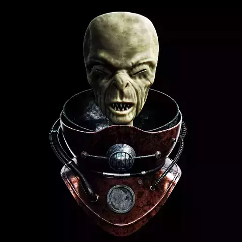 3D Alien model head with helmet Free 3D model