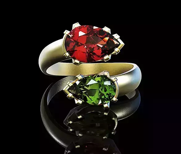ring with two drop stones