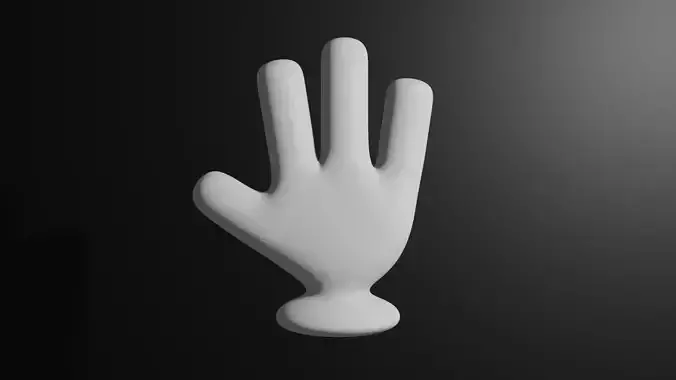 3D four fingers cartoon hand Blender Rigged