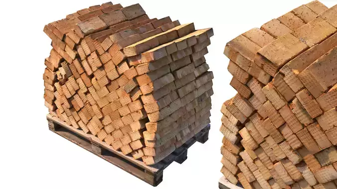 Pallet with red bricks