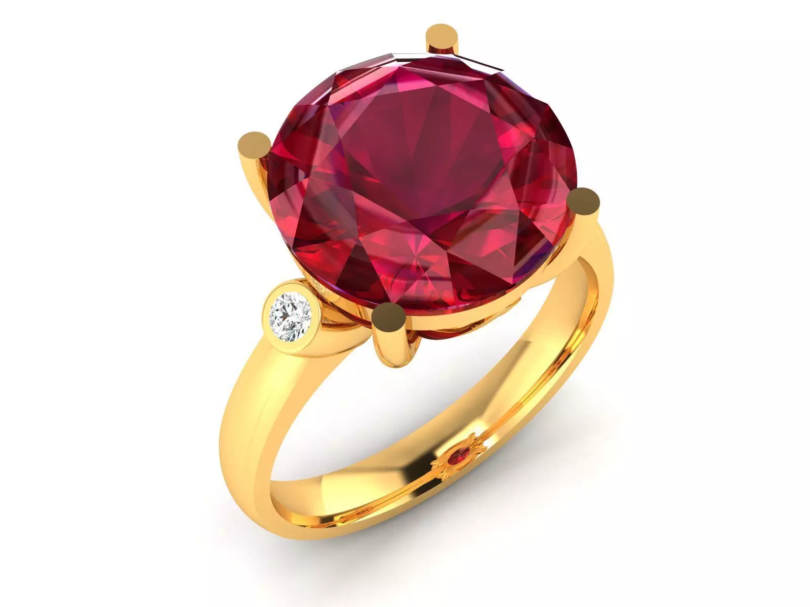 Solitaire Wedding Engagement Ring 3dm STL FBX OBJ Render Details 3D print model_0