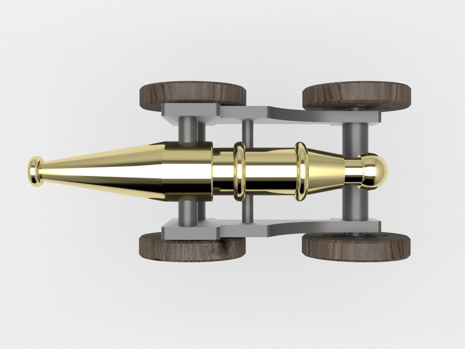 Cannon on wheels 3D model_2