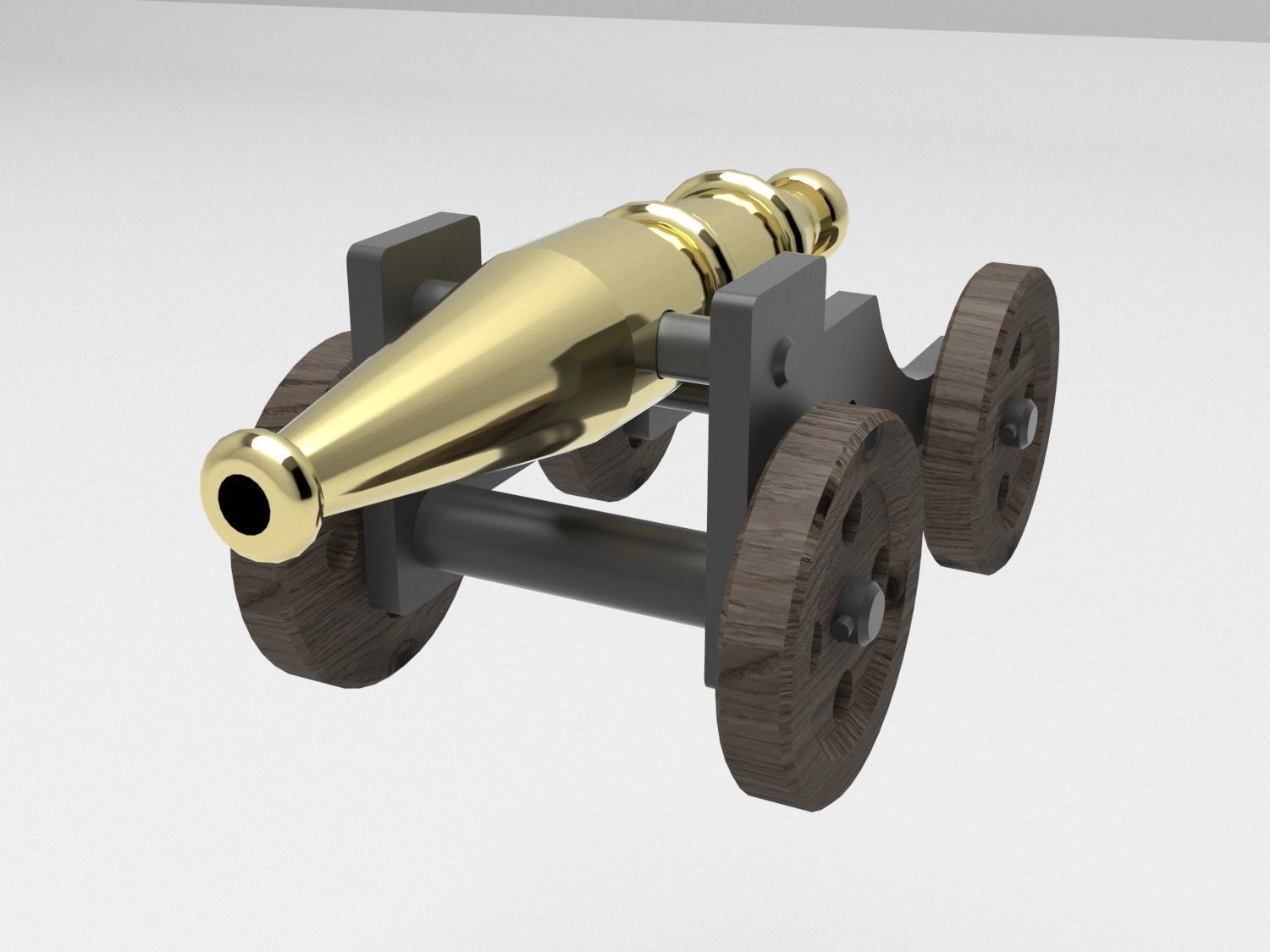 Cannon on wheels 3D model_4