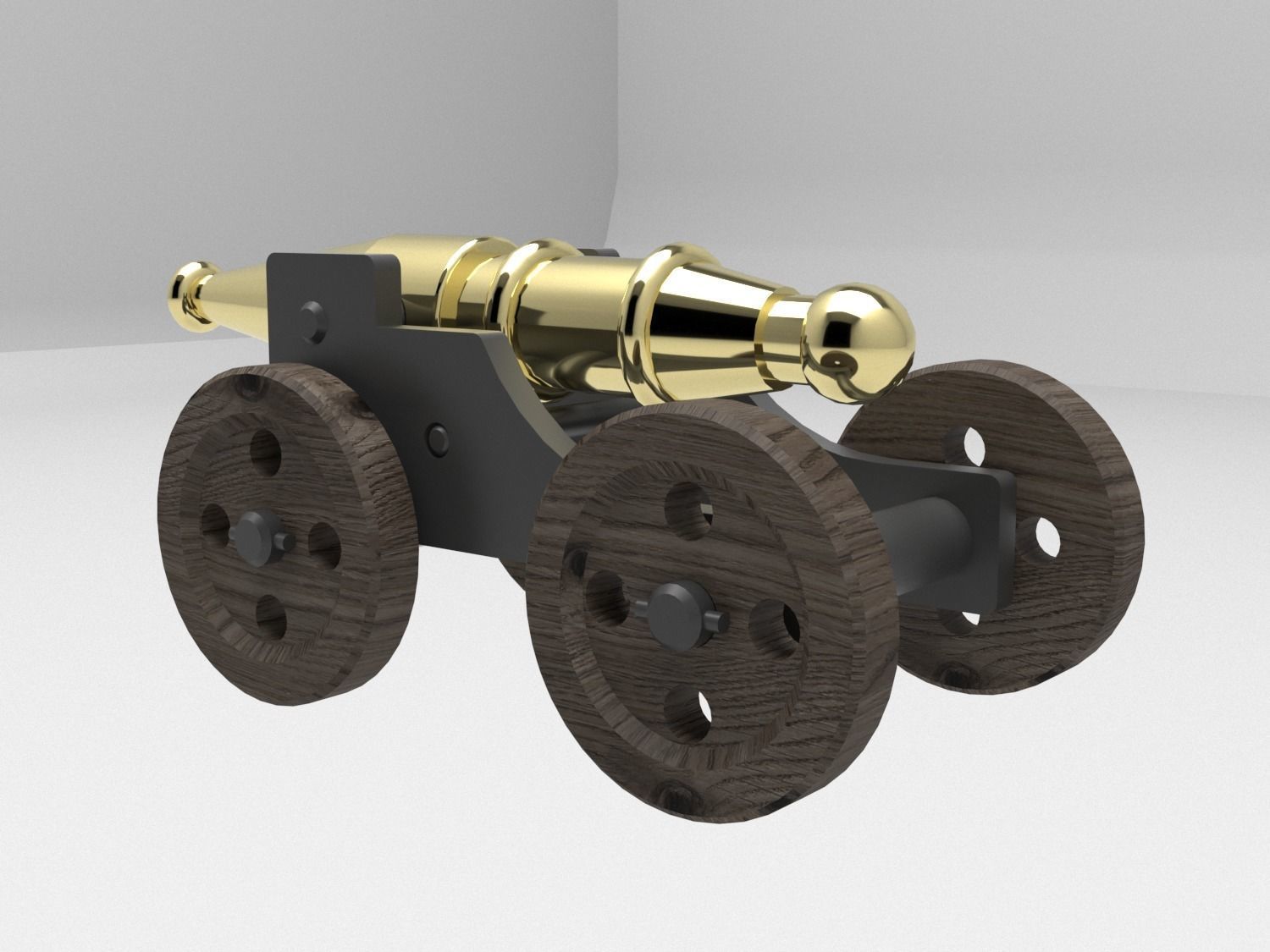 Cannon on wheels 3D model_1