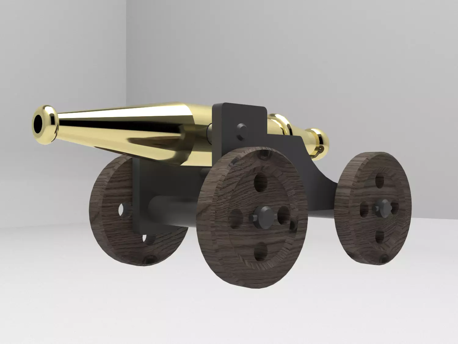 Cannon on wheels 3D model_0