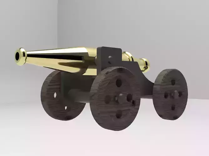 Cannon on wheels 3D model