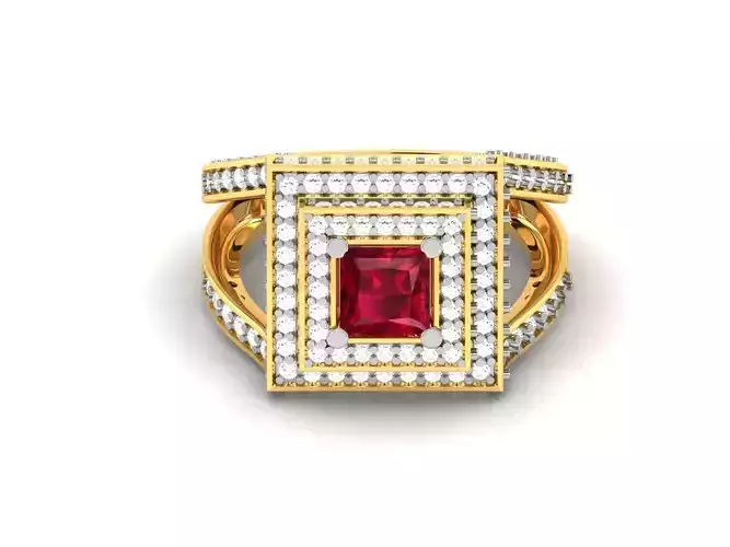 Wedding Engagement Princess Ring 3dm STL FBX OBJ Render Details